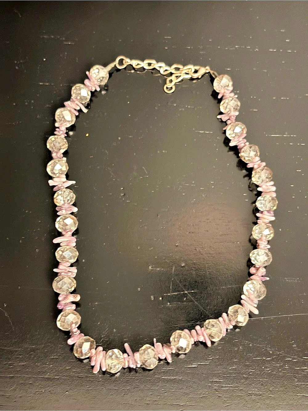 Gray & Clear Beaded Necklace